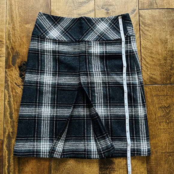 Jacob Gray Wool Plaid A-Line Skirt - Picture 7 of 10